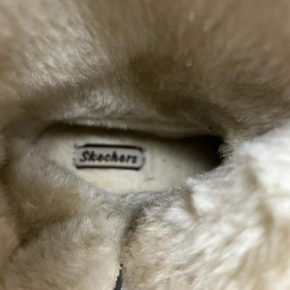 Skechers‎ Australia Womens Suede Faux Fur Boots 9.5 Button Mid Calf Cozy Comfort